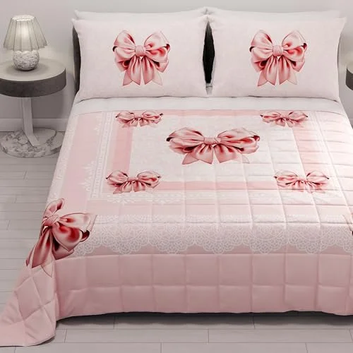 PETTI Artigiani Italiani Sommar enkelsäng överkast, 170 x 260 cm, 100 g/m², dubbelsidigt täcke, för enkelsäng, vår, lätt rosett, 100% tillverkad i Italien 8056897561836