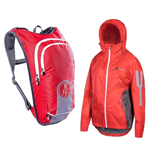 For.Bicy dam ryggsäck och jacka JACPACK S, eldig röd/Castelrock, O101074 8054216270094