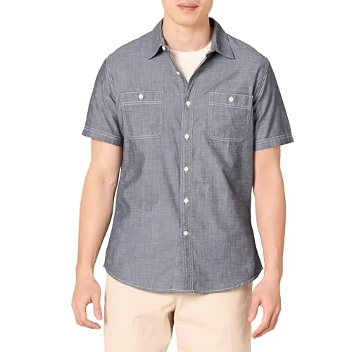 Amazon Essentials mäns normal passform kortärmad poplin-skjorta, grå, medium 193548304164