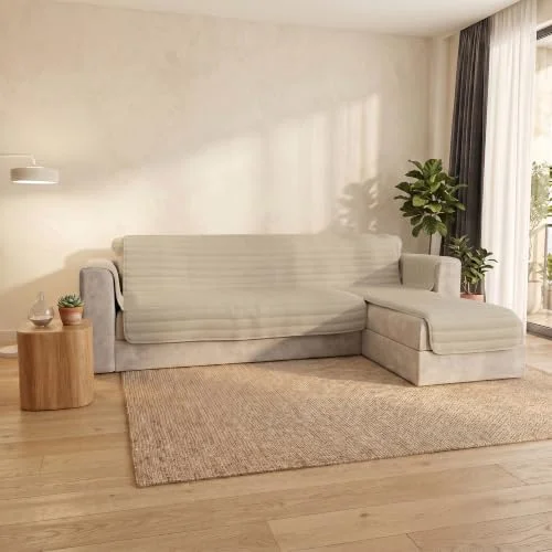 Italian Bed Linen Pinsonic TRENDY vadderat sofföverdrag med vändbar halvö, kräm, 240 cm 8058575133021