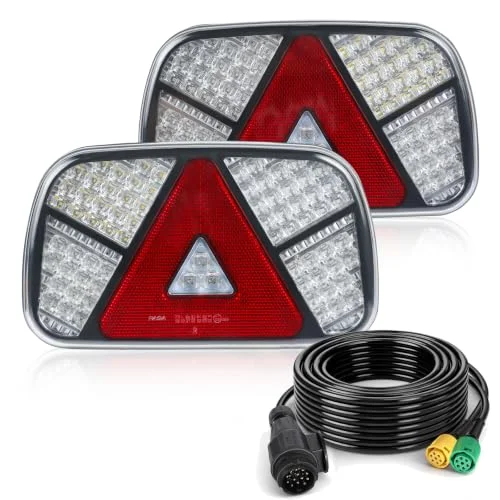 AOHEWEI släpbakljussats 12V/24V vattentät blinkers/broms/bak/back/dimma/reflektor med 13 stiftskontakt 5,5 m lång 6 kärnig kabel för lastbil husvagn lastbilsbil Traktor 16392434392