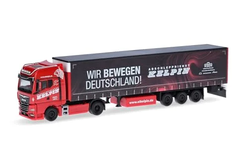 herpa MAN TGX GX Gardinenplanen Sattelzug KELPIN/Wir bewegen Deutschland (Sachsen/Geilsdorf) lastbilsmodell 1:87 skala samlardel tysk modell plastfigur 4013150317771