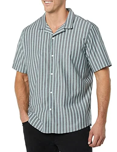 Amazon Essentials herrars standard fit semesterskjorta, blå rand, Large 196433223281