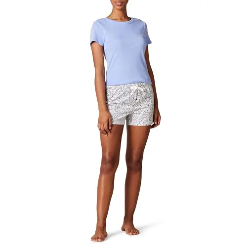 Amazon Essentials kvinnors Poplin kort och sömn T-tröja, blå blommig, Small 193548236335
