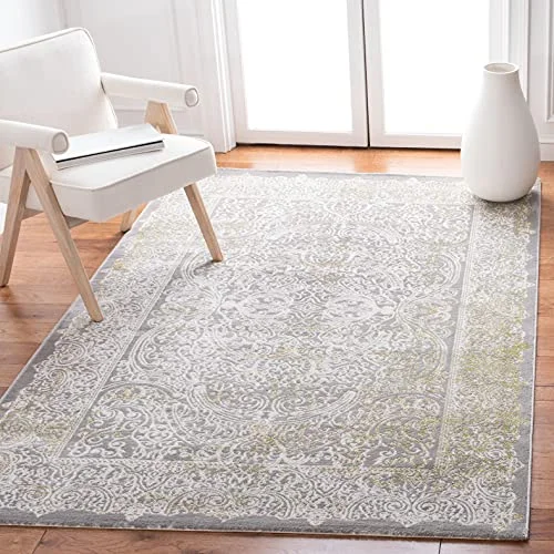 Safavieh Glam inomhusvävd rektangulär matta, passionssamling, PAS402, i grå/grön, 155 x 231 cm för vardagsrum, sovrum eller inomhusutrymme 889048123007