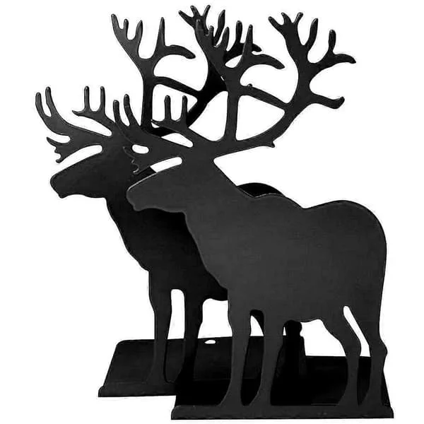 1 Par Delikata Älgdesign Bokstöd Bokstöd Järn Bokstöd för Bok Användning (Svart) Z-FD-YR4-630