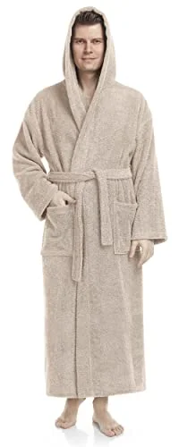 Arus Badrock med huva för män, ankellång, Färg: Beige, Män Storlek: XXL, Unisex XXL 3XL 8681619811410