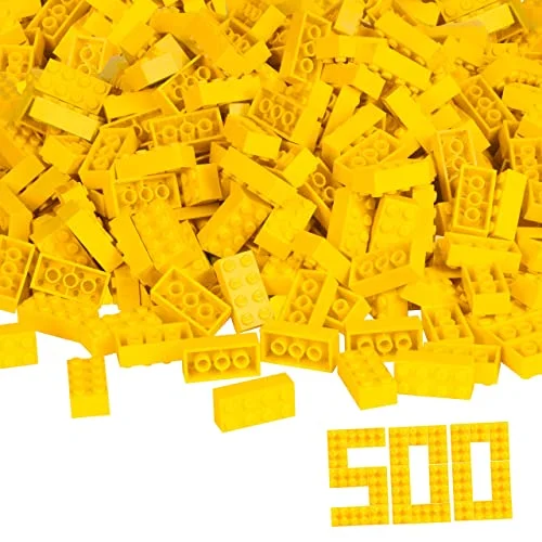 Simba 104118917 Blox, 500 gula byggstenar för barn från 3 år, 8 stenar, i kartong, helt kompatibla med många andra tillverkare, gul 4006592489175