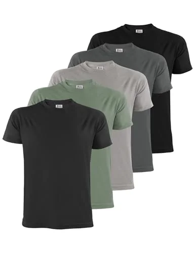 ALPIDEX t shirts för män 5 pack med rund hals, vanliga storlekar S M L XL XXL 3XL 4XL 5XL, Storlek:S, Färg:Storm 4251379383171