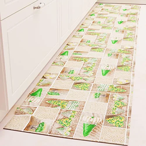 PETTI Artigiani Italiani Köksmatta löpare kök halkfri och tvättbar 52 x 140 cm Lidia grön design 100% tillverkad i Italien 5056411146016