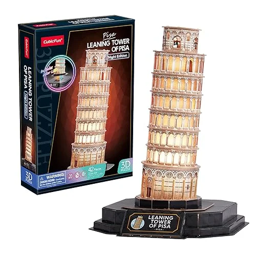 3D Puzzle Pisa Led Tower Gåva barn 8 år pussel vuxna Och Modeller för att montera Modeketter bygga 42 stycken 8436598038118