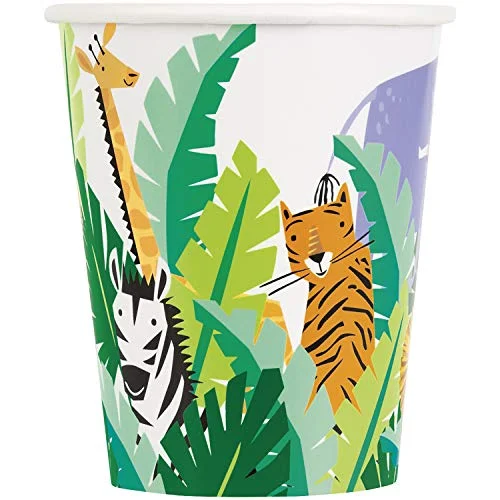 Unika 78356EU plastfria papperskoppar 266 ml djur safari party 8 antal (paket med 1), flerfärgad 11179007370