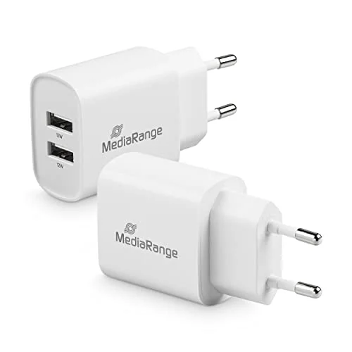 MediaRange USB laddningsadapter 2 port uttag 12 W, x A utgång för samtidig laddning av flera enheter 4260664872559