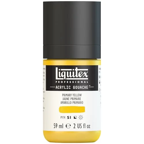 Liquitex 2059410 'Liquitex professionell akrylgouache, akrylfärg med gouache egenskaper, ljusäkta, vattentät, 59 ml burk flaska primär gul 887452999478