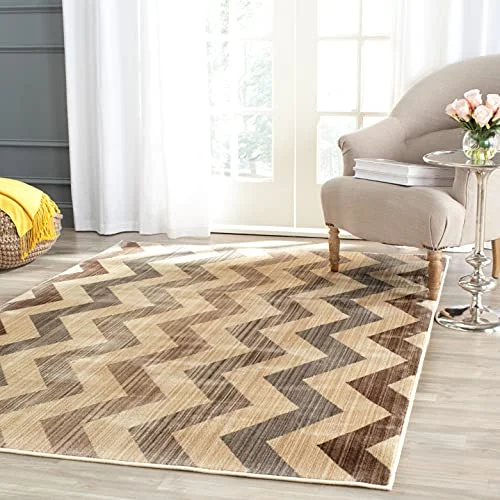 Safavieh samtida inomhusvävd rektangulär matta, oändlighetssamling, INF591, i gult/brunt, 155 x 229 cm för vardagsrum, sovrum eller valfritt inomhusutrymme 683726601456