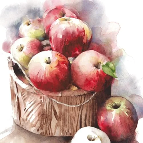 20 servetter hinkar fulla av färska äpplen Mat äpple trädgård bordsdekoration decoupage servettteknik 33 x cm 4065657000731