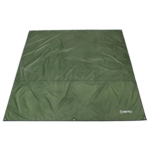 Azarxis Campingtält presenning vattentät jordskydd solskydd markis hängmatta baldakin fotavtryck marken regnflugskydd filt matta (armégrön, M 180 cm x 220 cm) 605244311242