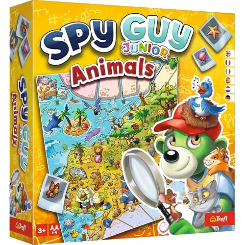 Trefl Spy Guy Junior Animals Kooperativt detektivspel för de yngsta, Familjespel, Sök efter bevis och ta tag i doer, Möt djuren, Stor tallrik, barn från 3 år 5900511026832