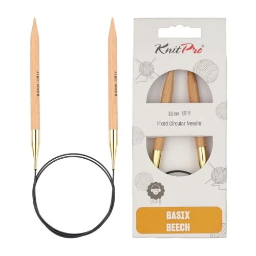 KnitPro K35345 Rund sticknål, björkträ, beige, 100 cm x 8 mm 8904086220098