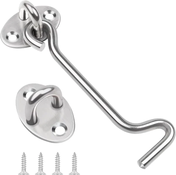 1 st 100 mm Silver Grindkrok Rostfritt Stål Kabinkrok, Krok Ögla Lås Dörrlås Krok Lås, Lås Används för Trägrindar, Fönsterstag Grinddörrspärr ONtc-05808-1