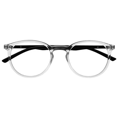 OPULIZE Met läsglasögon med blått ljusblockerande smal rund ram fjädergångjärn förbättrar sömn datorspel antireflekterande transparent herr dam B60 C +2,50 5055955362821
