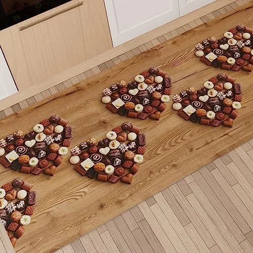 PETTI Artigiani Italiani Köksmatta löpare kök halkfri och tvättbar 52 x 180 cm chokladdesign 100% tillverkad i Italien 5060718763746
