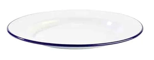 APS 40666 ENAMELWARE platt metallplatta vit/blå, Ø 26 x 2 cm 4004133406667
