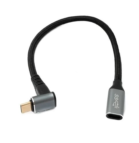 System-S USB 3.1 Gen 2 typ C 25 cm hane till hona 10 Gbit/s 100 W vinklad adapter 4251926641709