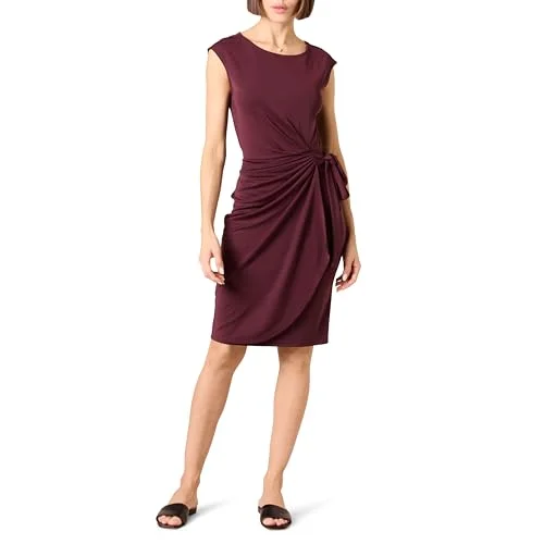 Amazon Essentials dammössa ärm båthals falsk wrap klänning, vinröd, XX Large 196433565589