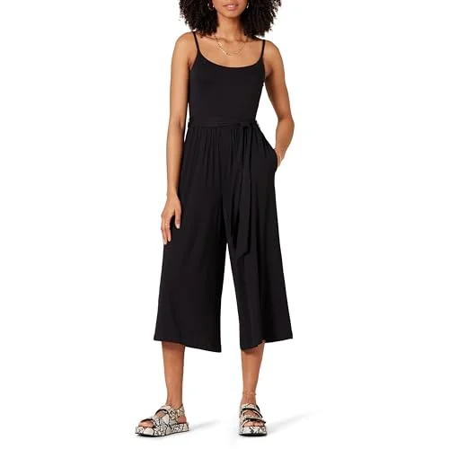 Amazon Essentials dam jersey cami beskurna breda ben overall, svart, X Large 197153029351