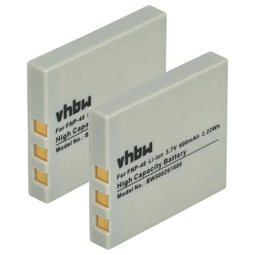 2 x vhbw kamera batteri set för Panasonic DMC FX2 EG (S/A/T/K), FX7 (S/A/T/K) som Fujifilm NP 40/NP 40N/Panasonic CGA S004 4250667353230