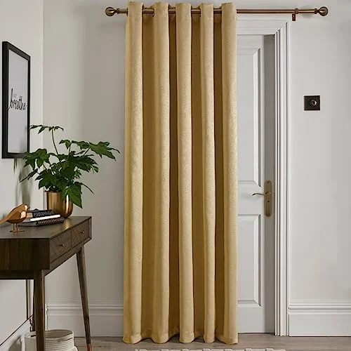 Fusion ockra enkel gardin B 66 x L 84 (168 214 cm) 1 panel öljettgardin i gult termisk för sovrum/vardagsrum ockergardin och draperi dörrgardin Strata samling 5056387778730