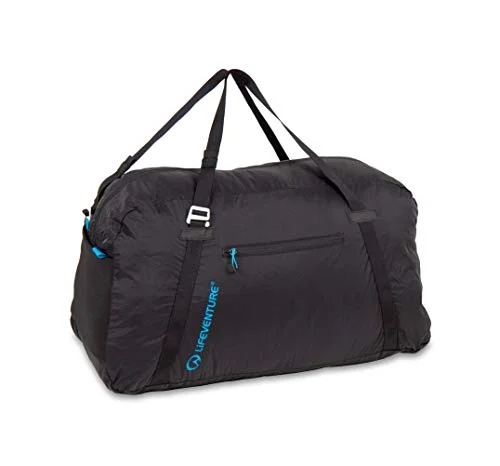 Lifeventure Ultralätt 70 liter hopfällbar duffel tillverkad av återvunna tyger Liten reseduffel, hållbar lätt för utomhus och sport, svart 5031863513104