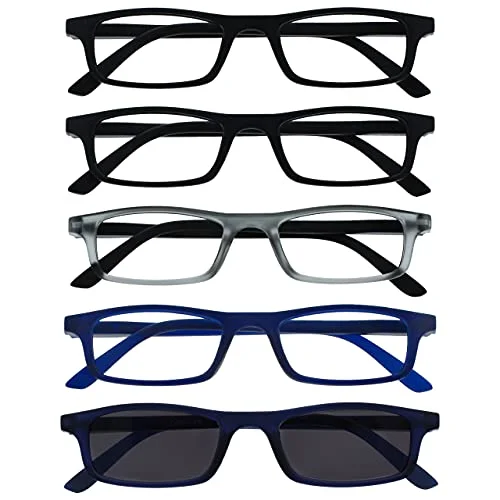 The Reading Glasses Company svart Matt grå marinblå läsare värde 4 pack män kvinnors vårgångjärn RRR17 1173 +1,00 +1.00 Optical Power Black Grey Navy Blue 5055955354499