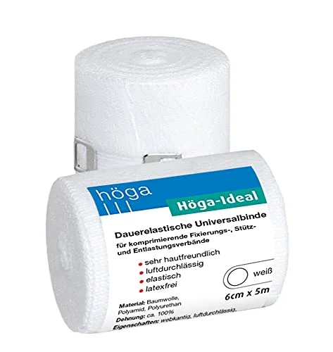 Höga Ideal, hållbar elastisk universalbindning, 6 cm x 5 m lång, mycket hudvänlig, luftgenomsläpplig, förälder 4017949002039
