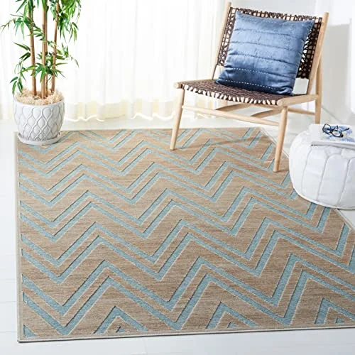 Safavieh Tobago områdesmatta, vävd mjuk viskosmatta i sten/aqua, 160 x 230 cm 683726658832