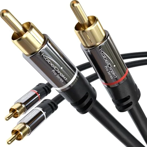 KabelDirekt 2x 1m RCA ljud videokabel/ sladd (2 till 2, förstärkare, AV mottagare, HiFi, digital och analog, dubbel skärmning) 4260538853424