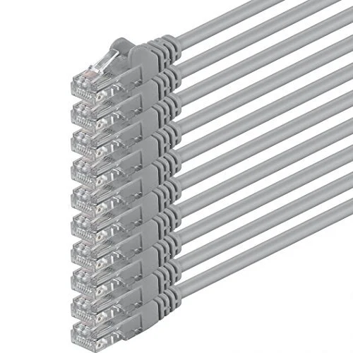 10m grå 10 stycken (PACK) CAT.6 CAT6 Ethernet LAN nätverkskabel 1000Mbit / s patchkabel 4250344820819
