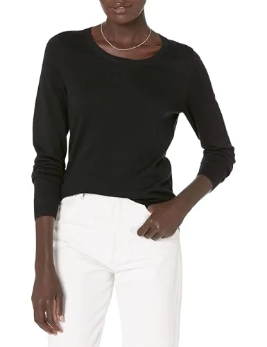 Amazon Essentials långärmad lätt tröja med rund hals för kvinnor (finns i plusstorlek), svart, medium 191770490297