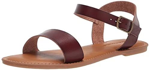 Amazon Essentials dam två remmar spänne sandal, Brun, 8 US 840174923411