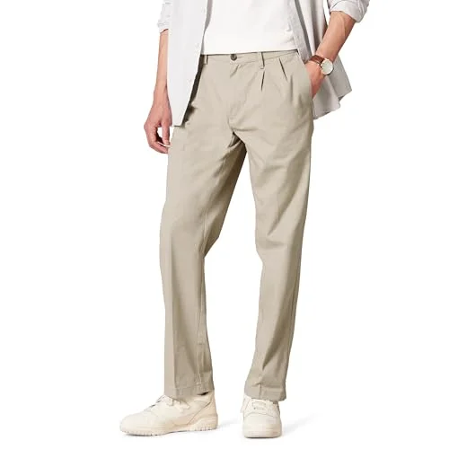Amazon Essentials Herr klassisk passform rynkbeständig veckad chino byxa, khaki, 38 B x 30 L 4893966192911