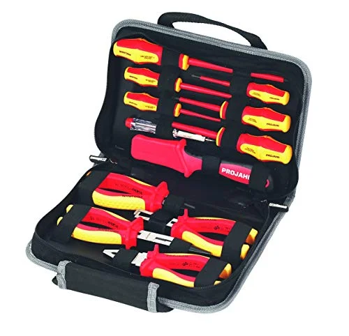 Projahn 8687 verktygsplatta PROFICRAFT VDE 1/4 tum; högklassig tygbärväska inkl. verktyg; ergonomisk design, testade elektriska verktyg i setet; för professionell användning; 12 st. 4000146086872