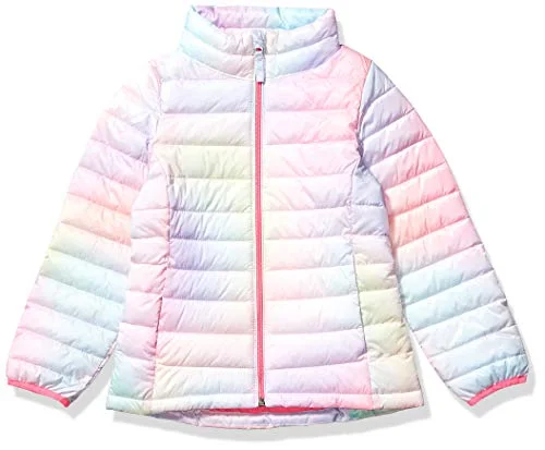 Amazon Essentials Lättviktig vattentålig packbar stopppufferjacka för flickor, rosa Ombre, 6 7 år 194223260126