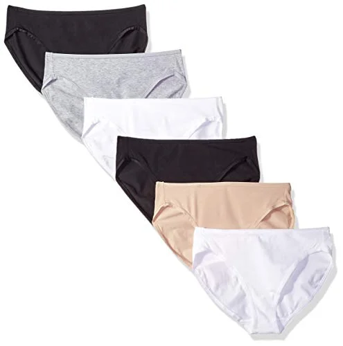 Amazon Essentials damunderkläder med högt ben (finns i plusstorlek), paket 6, svart/kamel/grå ljung/vit, 44 191770737668