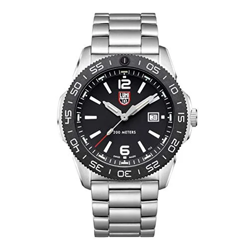 Luminox Pacific Diver XS.3122 herrklocka 44 mm dykklocka i silver/svart datumfunktion 200 m vattentåligt safirglas, Svart, Armband 7630040994828