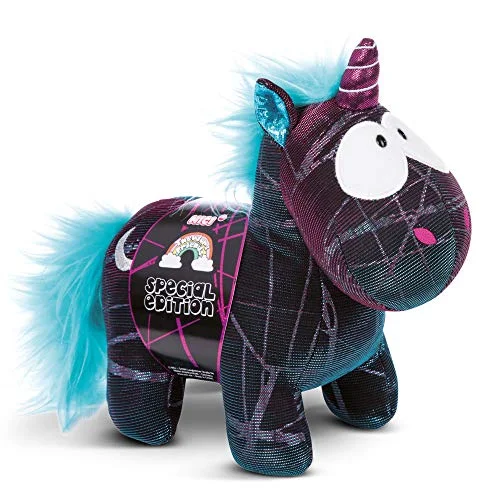 NICI 45712 gosig mjuk leksak enhörning måne stråle specialutgåva 22 cm, svart/turkos, cm 4012390457124