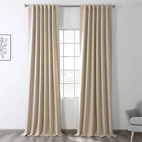 HPD halvt pris draperier mörkläggningsgardiner för rum 244 cm långa sovrum och vardagsrum (1 panel), 127 x 244, äggknopp 797734455281