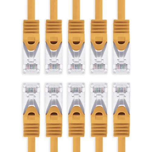 1m orange 10 stycken CAT.7 nätverkskabel Sftp (rå kabel) patchkabel (SET) 10000Mbit / s 500 MHz monterad med 2 RJ45 kontakter Cat6a 4251073627847