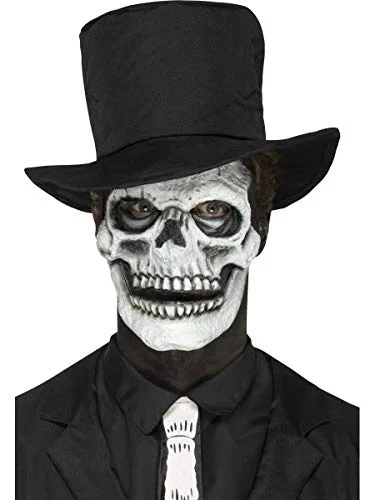 Smiffys Make Up FX, Foam Latex Skeleton Face Prosthetic, 2 Pieces with Movable Jaw, White, Adhesive 5020570178362