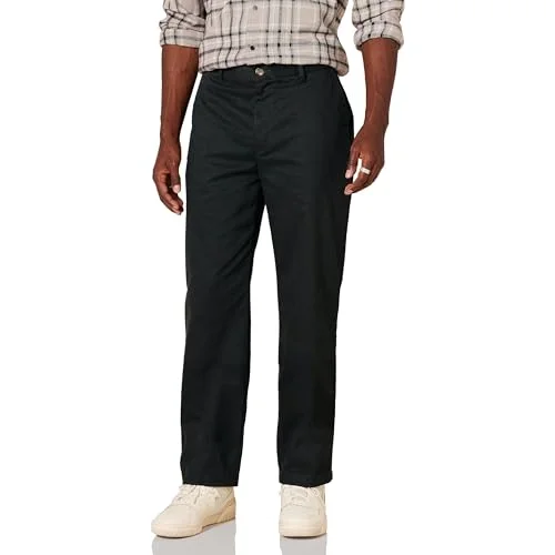 Amazon Essentials Classic Fit Wrinkle Resistant Flat Framsida Chino Pant Slip, svart (True Black), W32/L29 (tillverkarens storlek: 32W x 29L) 191770159071